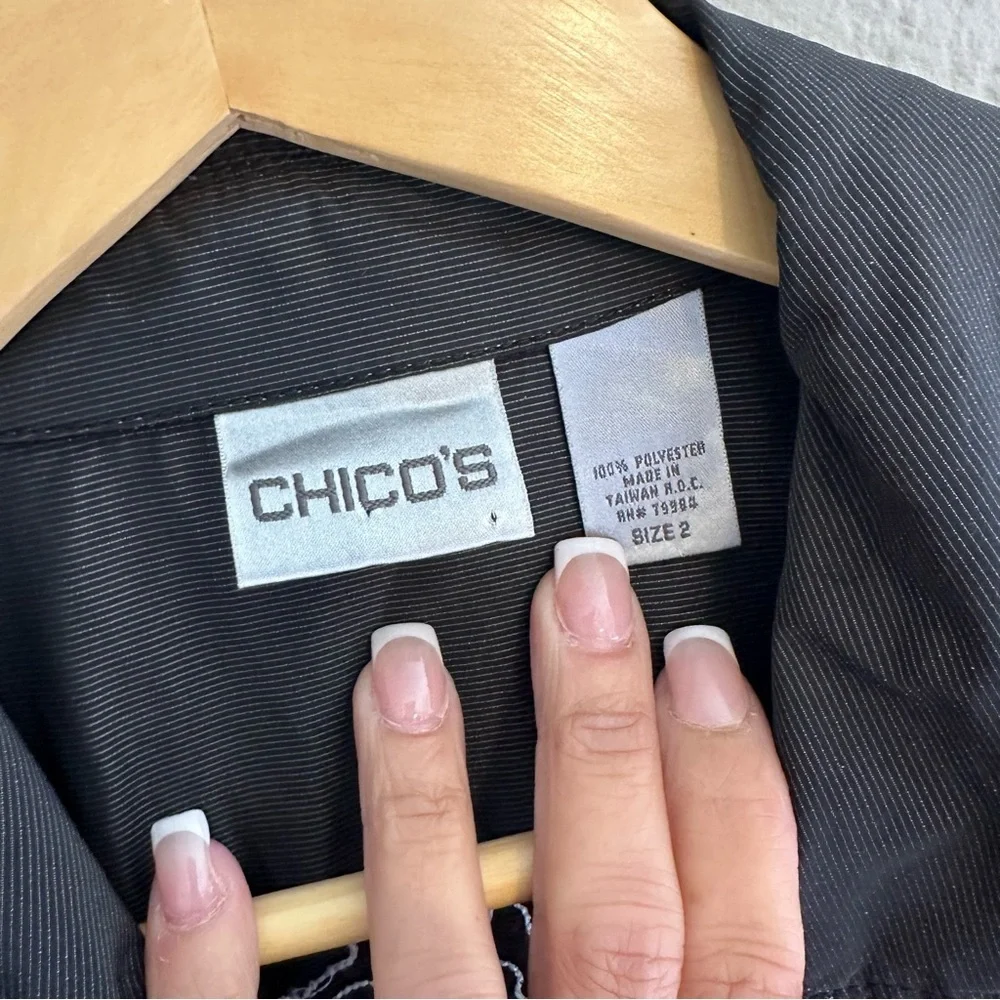 Chico’s Topper Julitta black lightweight windbreaker jacket size